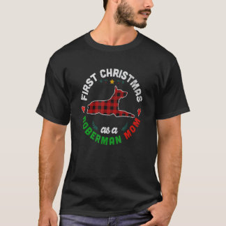 Camiseta Primeiro Natal como Mãe de um Doberman