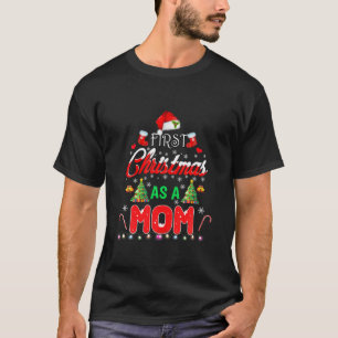 Camiseta Primeiro Natal Como Mãe Santa Hat Ugly Xmas 2021