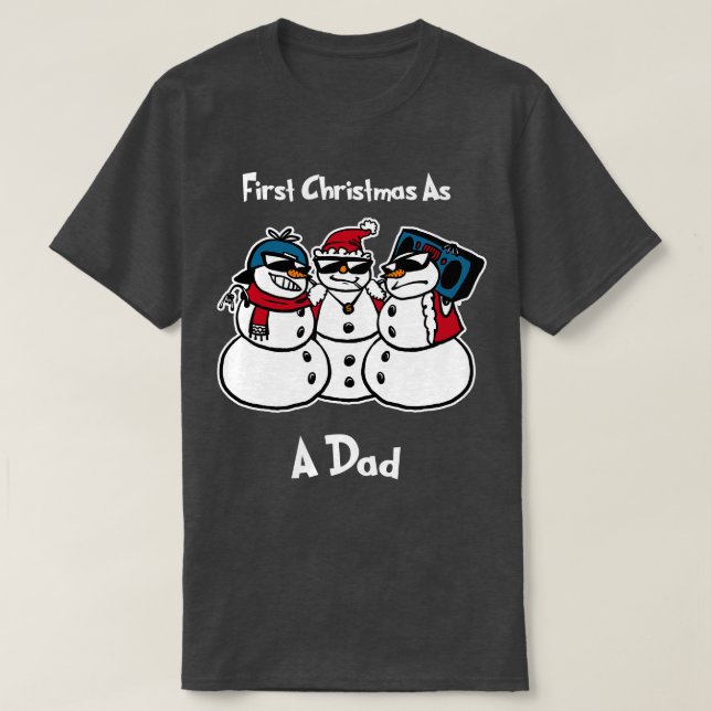 Camiseta Primeiro Natal como pai Engraçado Neve (Frente do Design)