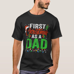 Camiseta Primeiro Natal Como Papai Luzes de Natal Novo Papa
