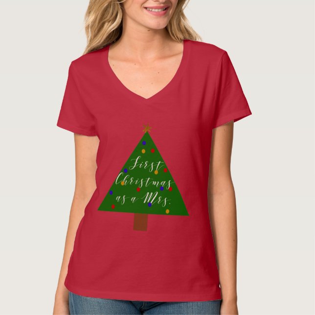 Camiseta Primeiro Natal como Sra. (Frente)