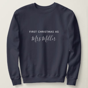 Camiseta Primeiro Natal como Sra Camisola de Frio Personali