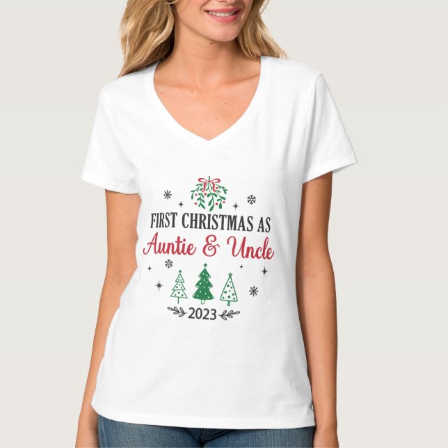 Camiseta Primeiro Natal Como Tia E Tio 2023 (Frente)