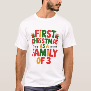 Camiseta Primeiro Natal como uma Família de 3 Engraçados Co
