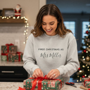 Camiseta Primeiro Natal como uma Sra Personalizado Sobrenom