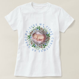 Camiseta Primeiro Natal como vovó de menino coroa azul