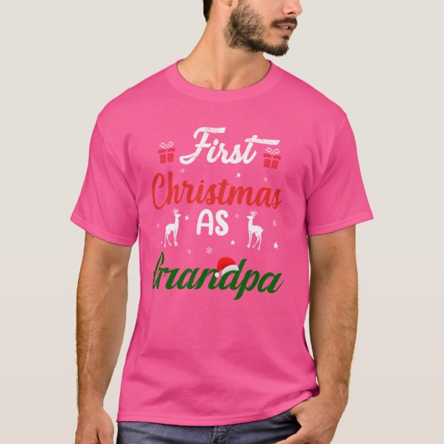 Camiseta Primeiro Natal Como Vovô Família Fofa Corresponden (Frente)