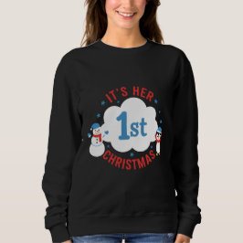Camiseta Primeiro Natal da Bebê Menina Fofo Festa de Natal
