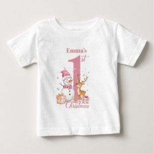 Camiseta Primeiro Natal da Bebê Menina Personalizado