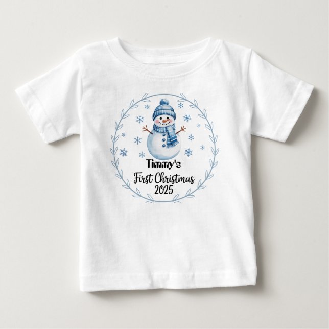 Camiseta Primeiro Natal de 2025-Boy do Bebê Personalizado p (Frente)