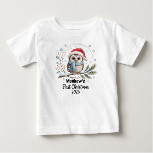 Camiseta Primeiro Natal de 2025-Boy do Bebê Personalizado p