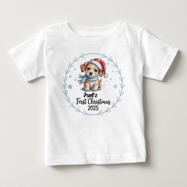 Camiseta Primeiro Natal de 2025-Boy do Bebê Personalizado p (Frente)