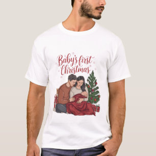 Camiseta Primeiro Natal do Bebê Casais Férias de Natal Recé