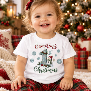 Camiseta Primeiro Natal do Bebê Personalizado Boneco de Nev