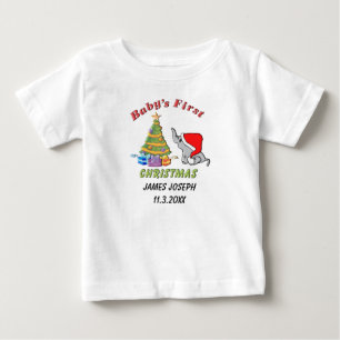 Camiseta Primeiro Natal do Bebê Personalizado com Elefante