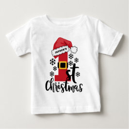Camiseta Primeiro Natal do Bebê Personalizado Nome Chapéu d