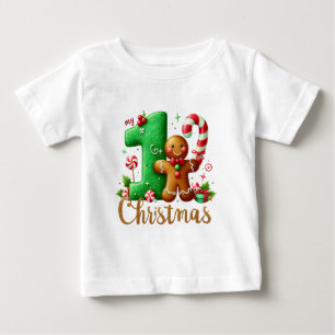 Camiseta Primeiro Natal festivo do bebê