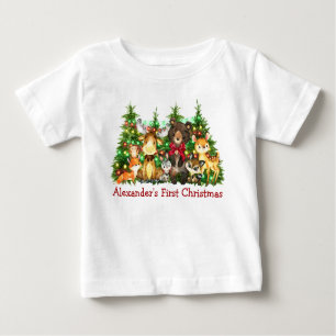 Camiseta Primeiro Natal Luz Floresta Floresta Arco