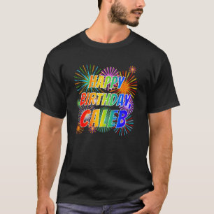 Camiseta Primeiro Nome "CALEB", Diversão "FELIZ ANIVERSÁRIO