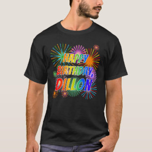 Camiseta Primeiro nome "DILLON", "FELIZ ANIVERSÁRIO"