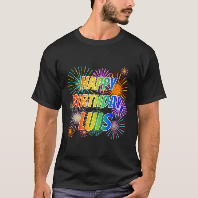 Camiseta Primeiro nome "LUIS", "FELIZ ANIVERSÁRIO" (Frente)