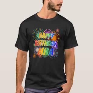Camiseta Primeiro nome "MILA", "FELIZ ANIVERSÁRIO"