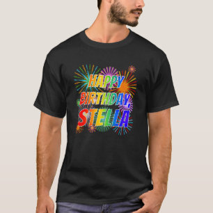 Camiseta Primeiro nome "STELLA", "FELIZ ANIVERSÁRIO"