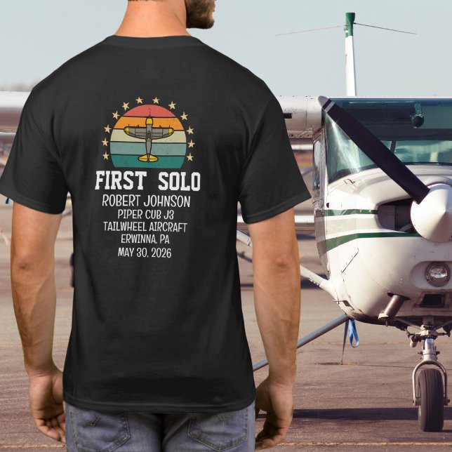 Camiseta Primeiro PILOT de avião Solo Personalizado Retroat (Criador carregado)