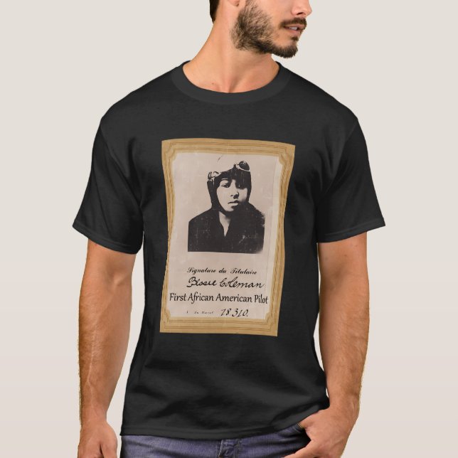 Camiseta Primeiro Piloto Afro-Americano Bessie Coleman (Frente)