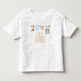 Camiseta Primeiro Rodeio Bebê azul e bege Aniversário