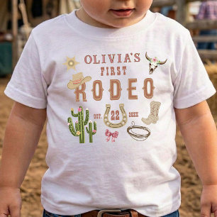 Camiseta Primeiro Rodeio Cowgirl Western Aniversário de 1 a