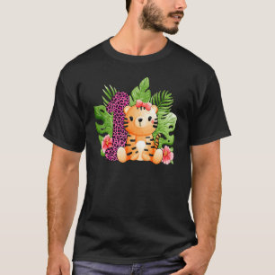 Camiseta primeiros aniversarios Garotas Tigre 1 Anos Safari