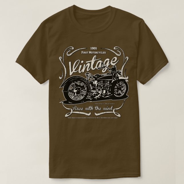 Camiseta Primeiros motociclos clássicos (Frente do Design)