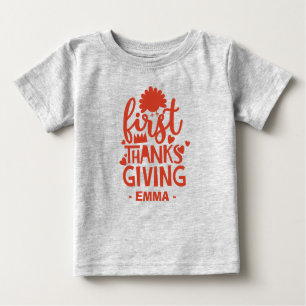 Camiseta Primeiros Obrigados bonitos dando nome de bebê per