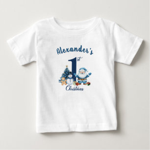 Camiseta Primeiros Papais noeis Azuis de Natal