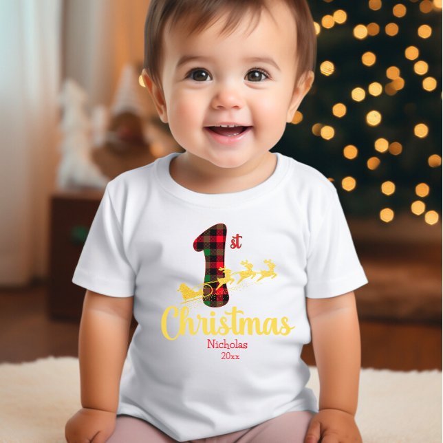 Camiseta Primeiros Papais noeis de Natal Sleigh Buffalo Nom (Criador carregado)