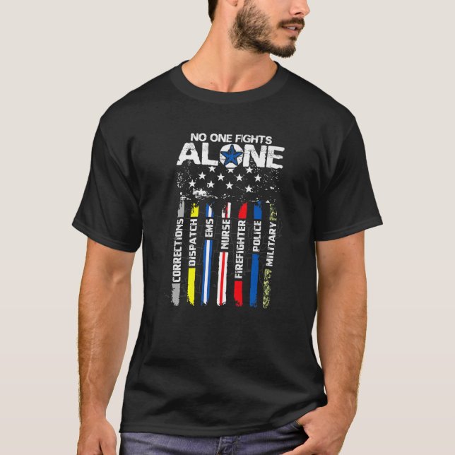 Camiseta Primeiros Respondentes Polícia Americana de Linha  (Frente)