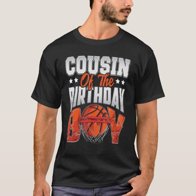 Camiseta Primo aniversário de basquetebol Boy Family Baller (Frente)