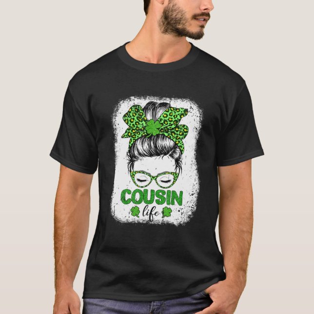 Camiseta Primo Clover Messy Bun Leopard Rua Engraçado Patri (Frente)
