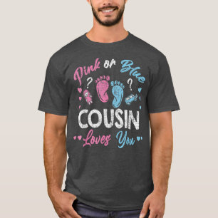Camiseta Primo Cor-De-Rosa Ou Azul Te Ama Sexo Reveal Vinta