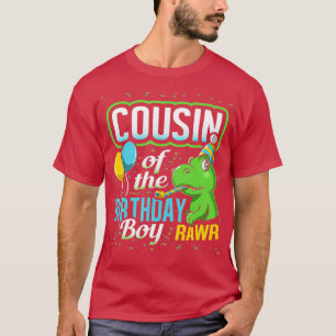 Camiseta Primo Da Festa De Jovem Dinossauro De Aniversário