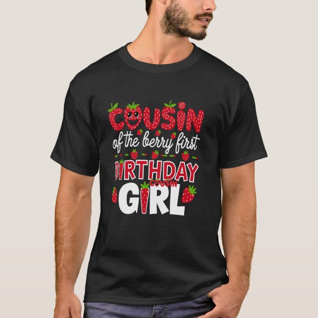 Camiseta Primo da Morango da Menina do Primeiro Aniversário (Frente)