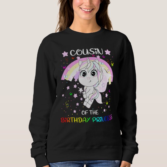 Camiseta Primo Da Princesa De Aniversário Unicórn (Frente)