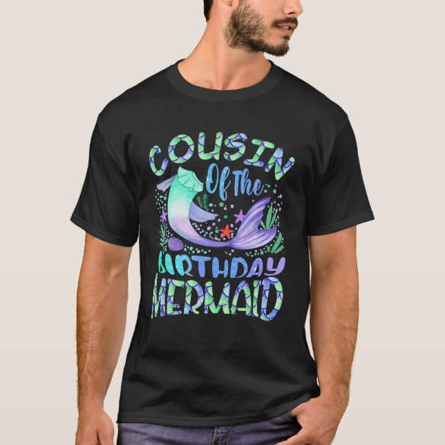 Camiseta Primo Da Sereia De Aniversário Que Corresponde À S (Frente)