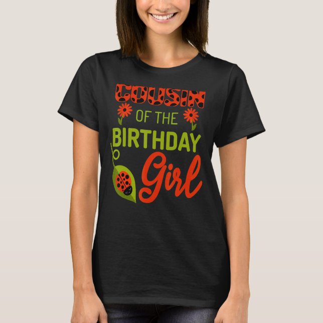 Camiseta Primo De Aniversário De Ladybug Da Garota De Anive (Frente)