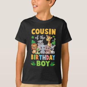 Camiseta Primo Do Aniversário Crianças Safari Anim Selva