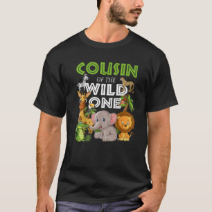 Camiseta Primo Do Aniversário Da Selva-Um-Zoo Safari-Selva
