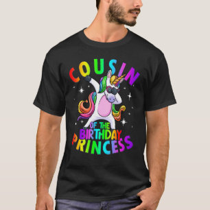 Camiseta Primo do aniversário Princesa Dabbing Unicorn Part