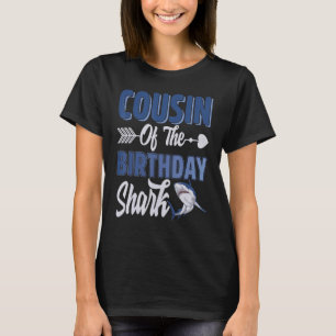 Camiseta Primo Do Garoto De Aniversário Oceano Tubarão Corr