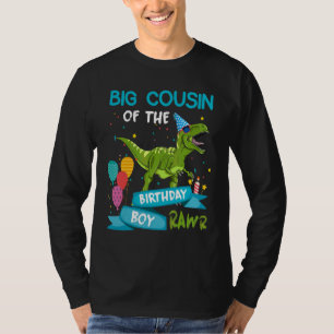 Camiseta Primo Grande Do Garoto De Aniversário Rawr Rex Din
